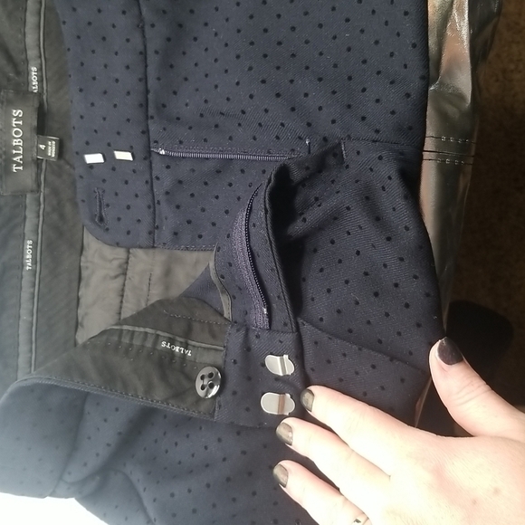 TALBOTS Hampshire Navy Blue Eyelet Look Ankle Cropped Pants - Picture 12 of 16